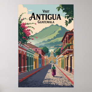 Poster Illustration de voyage antique Guatemala
