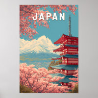 Illustration de voyage artistique vintage du Japon