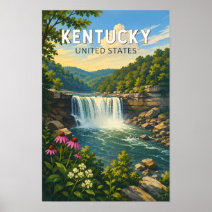 Poster Illustration de voyage artistique vintage du Kentu