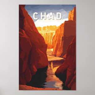 Poster Illustration de voyage au Tchad Art vintage