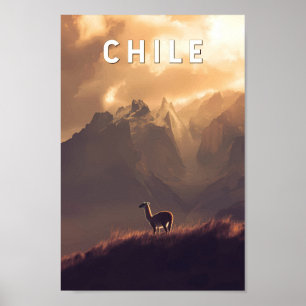 Poster Illustration de voyage Chili Art vintage