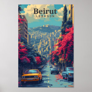 Poster Illustration de voyage d'Art Vintage Beyrouth Liba