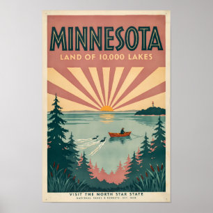 Poster Illustration de voyage d'art vintage de l'État du