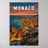 Illustration de voyage d'art vintage de Monaco