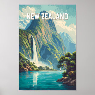 Poster Illustration de voyage d'art vintage de Nouvelle-Z