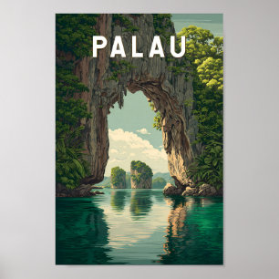 Poster Illustration de voyage d'art vintage des Palaos