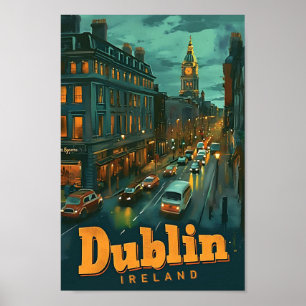 Poster Illustration de voyage d'art Vintage Dublin Irland