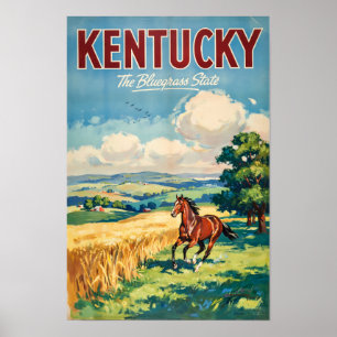 Poster Illustration de voyage de chevaux du Kentucky Art
