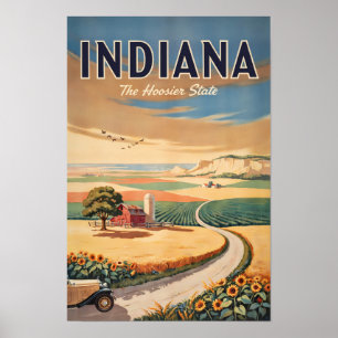 Poster Illustration de voyage de la campagne de l'Indiana