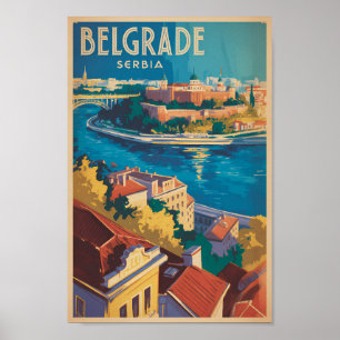 Poster Illustration de voyage de la rivière de Belgrade S