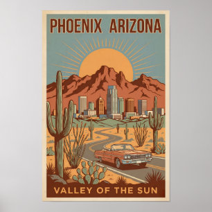 Poster Illustration de voyage de Phoenix Arizona Soleil A