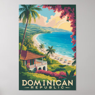 Poster Illustration de voyage de plage en République domi