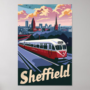 Poster Illustration de voyage de Sheffield Grande-Bretagn