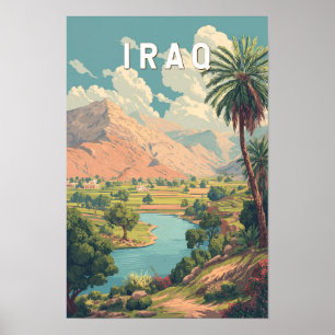 Poster Illustration de voyage d'Irak Art vintage