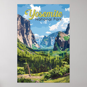 Poster Illustration de voyage du parc national de Yosemit