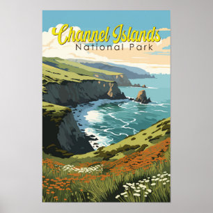 Poster Illustration de voyage du parc national des Channe
