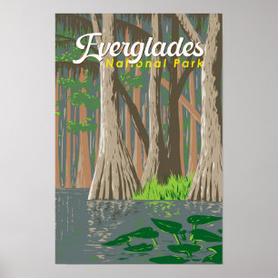Poster Illustration de voyage du parc national des Evergl