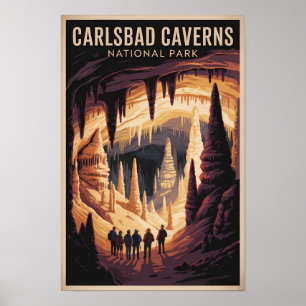 Poster Illustration de voyage du parc national des grotte