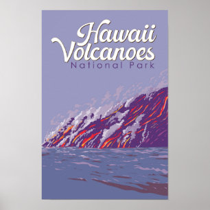 Poster Illustration de voyage du parc national des volcan