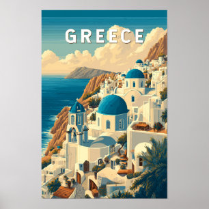 Poster Illustration de voyage en Grèce Art vintage