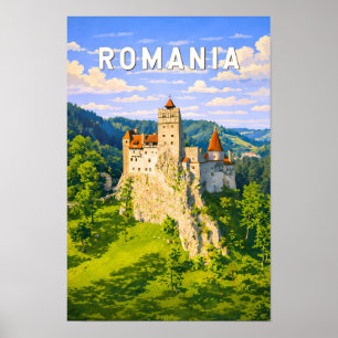 Poster Illustration de voyage en Roumanie Art vintage