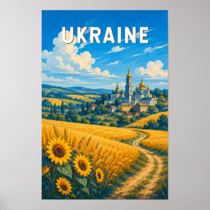 Poster Illustration de voyage en Ukraine Art vintage