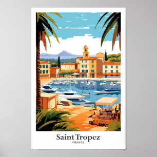 Poster Illustration de voyage Saint Tropez France