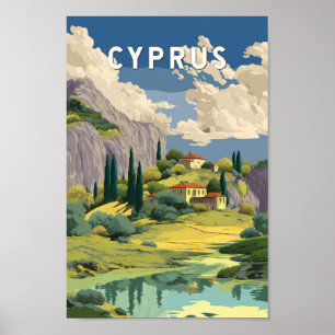Poster Illustration de voyage vintage à Chypre