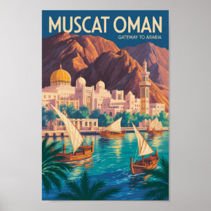 Poster Illustration de voyage vintage à Mascate Oman
