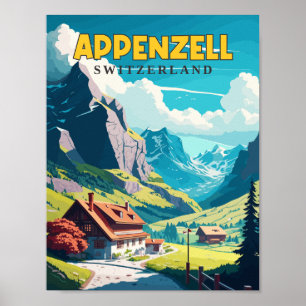 Poster Illustration de voyage vintage Appenzell Suisse