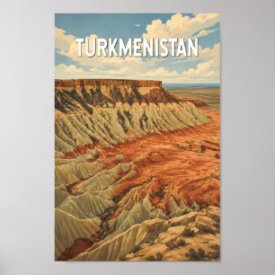 Poster Illustration de voyage vintage au Turkménistan