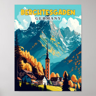 Poster Illustration de voyage vintage Berchtesgaden Allem