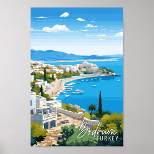 Poster Illustration de voyage vintage Bodrum Turkey