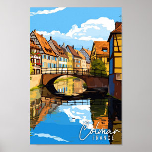 Poster Illustration de voyage vintage Colmar France