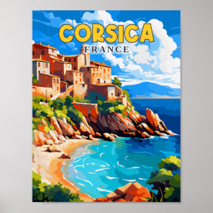 Poster Illustration de voyage vintage Corse France