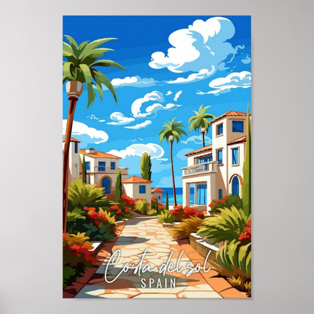 Poster Illustration de voyage vintage Costa del sol Espag (Devant)