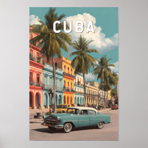 Poster Illustration de voyage vintage Cuba