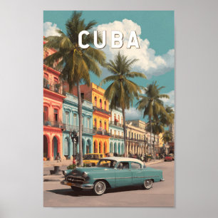 Poster Illustration de voyage vintage Cuba