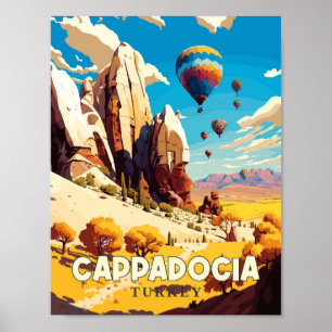 Poster Illustration de voyage vintage de Cappadocie Turqu