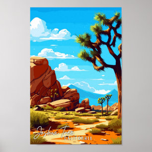 Poster Illustration de voyage vintage de Joshua Tree Cali