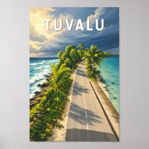 Poster Illustration de voyage vintage de Tuvalu