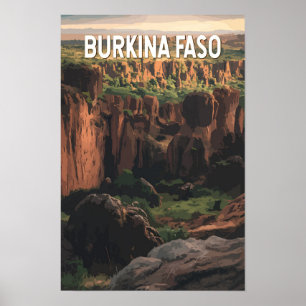 Poster Illustration de voyage vintage du Burkina Faso