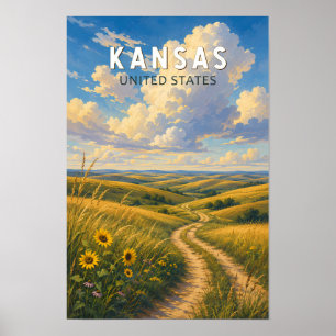 Poster Illustration de voyage vintage du Kansas