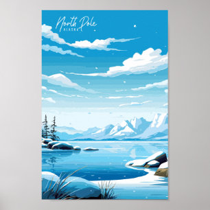 Poster Illustration de voyage vintage du Pôle Nord de l'A