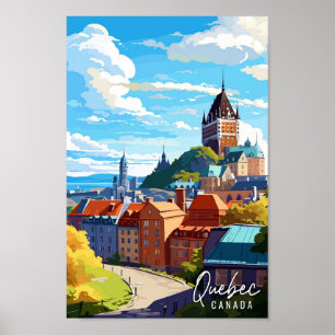 Poster Illustration de voyage vintage du Québec Canada