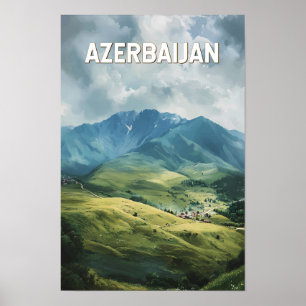 Poster Illustration de voyage vintage en Azerbaïdjan