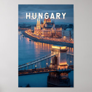 Poster Illustration de voyage vintage en Hongrie