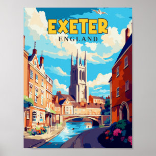 Poster Illustration de voyage vintage Exeter England