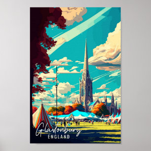 Poster Illustration de voyage vintage Glastonbury England