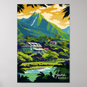 Poster Illustration de voyage vintage Hana Hawaii Art